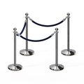 Montour Line Stanchion Post and Rope Kit Pol.Steel, 4 Ball Top3 Dark Blue Rope C-Kit-4-PS-BA-3-PVR-DB-PS